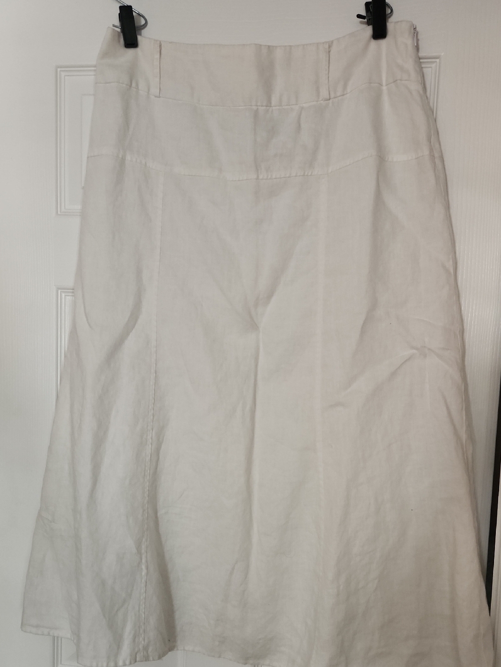 For Cynthia 100% Linen White A-Line Skirt- Flawed Size LARGE